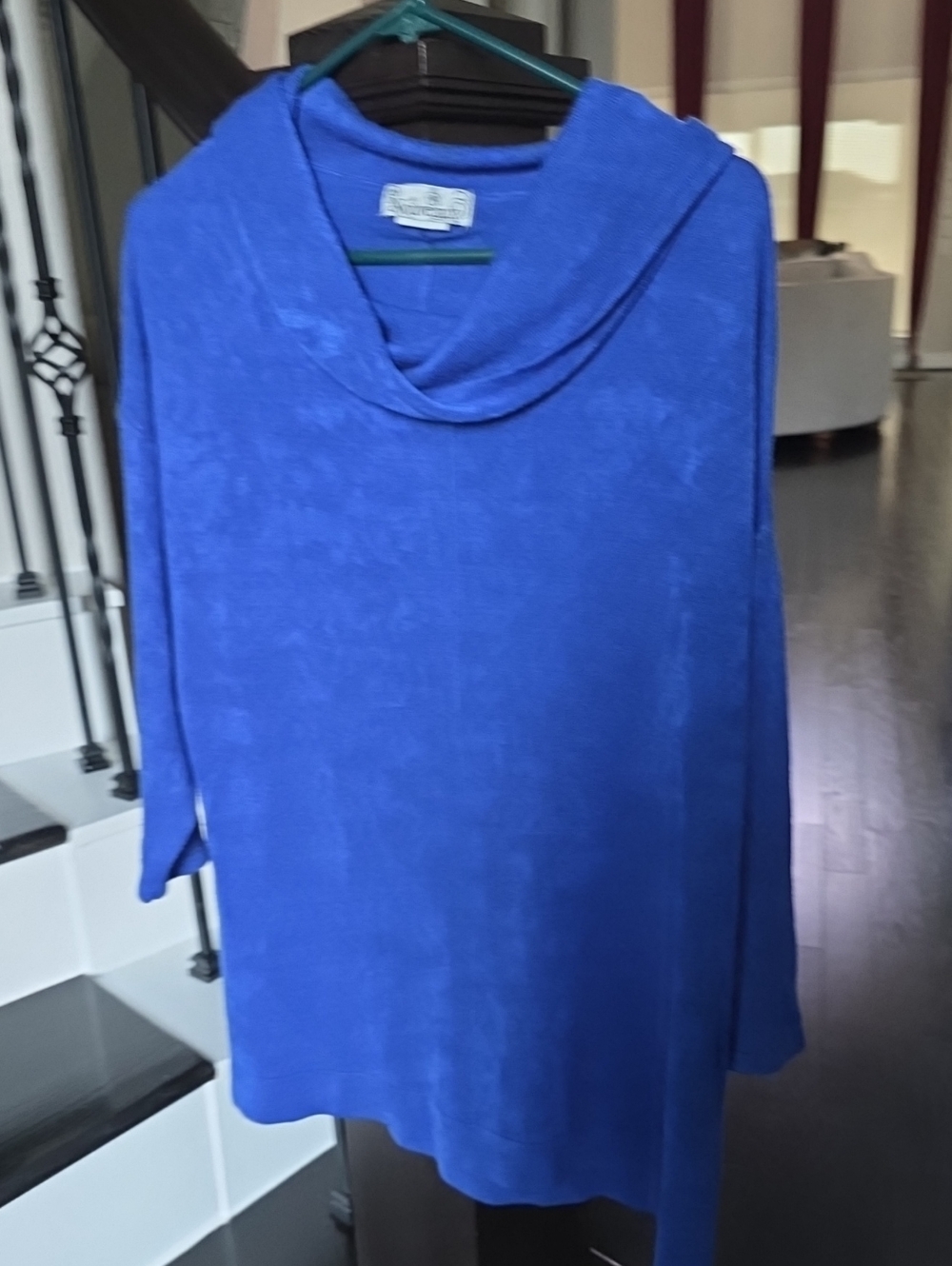 Cowl Neck Long-Sleeve Blouse - Royal Blue